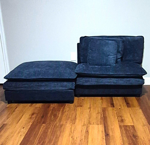 Black fabric chaise lounge - fabric,