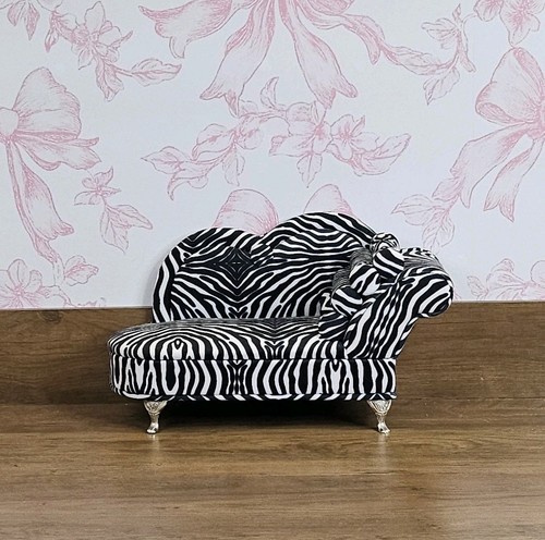 Zebra print miniature chaise - print,